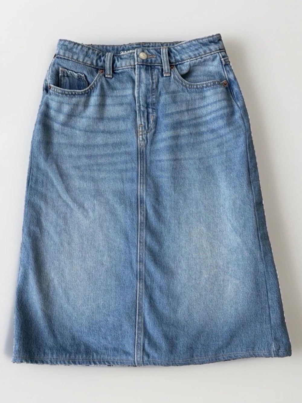 Extra High Rise A-Line Midi Denim Skirt Agnes Blue Size 2